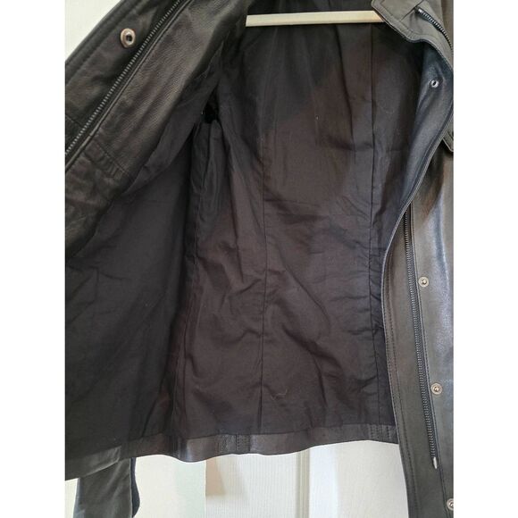 Vince Black Leather Jacket S - Picture 9 of 11